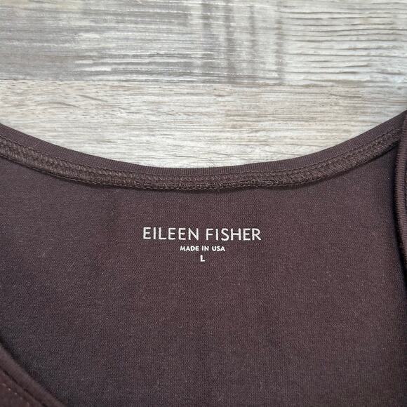 Eileen Fisher Tank Top Brown Organic Cotton Stretch Minimalist USA L - Picture 3 of 5